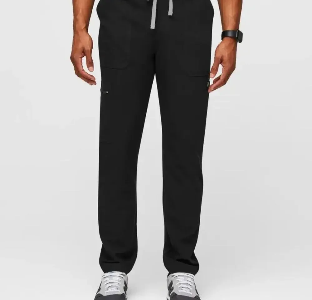 Figs cairo straight legs men’s small scrub pants in navy blue. Zipper fly